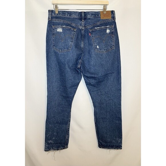 Levi's Athens Ranks 501 Distressed Button‎ Fly Straight Crop Jeans Women 32 X 26 - Picture 2 of 14
